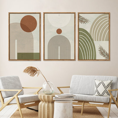 Large Framed Canvas Wall Art Boho Geometric Canvas Wall Prints for Bedroom,Dinning Room