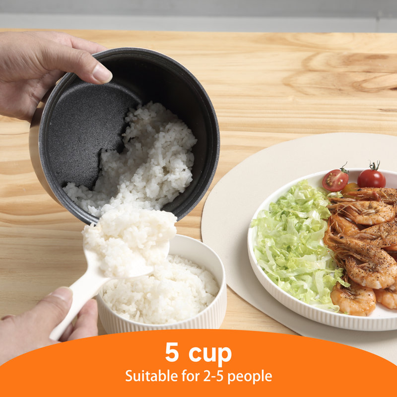 Electric Rice Cooker with One Touch for Asian Japanese Sushi Rice, 5-cup Uncooked/10-cup Cooked, Black