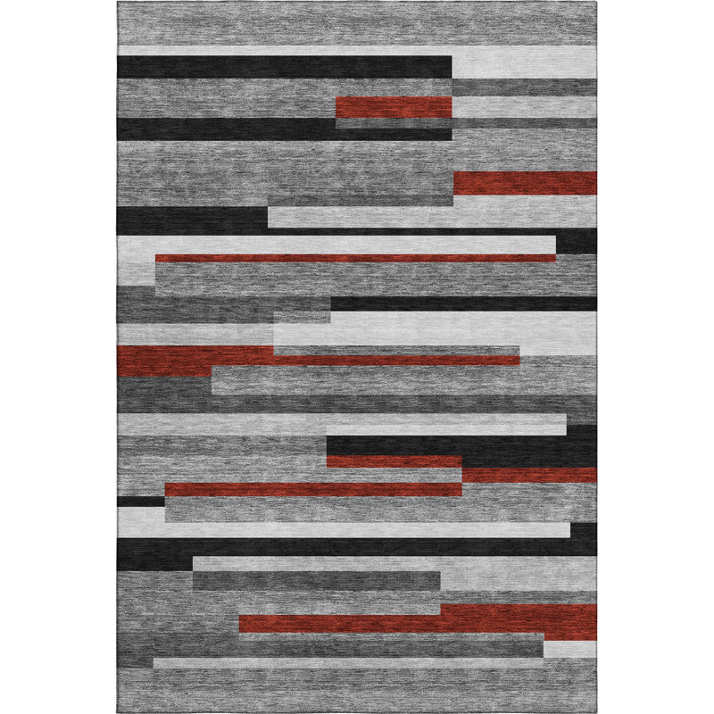 Premium Machine Washable Prisco Gray Rug, Rectangle 9' x 12'