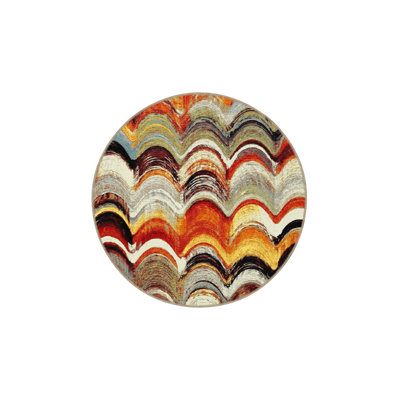 Multicolor Wavy Patterned Washable Decorative Rug