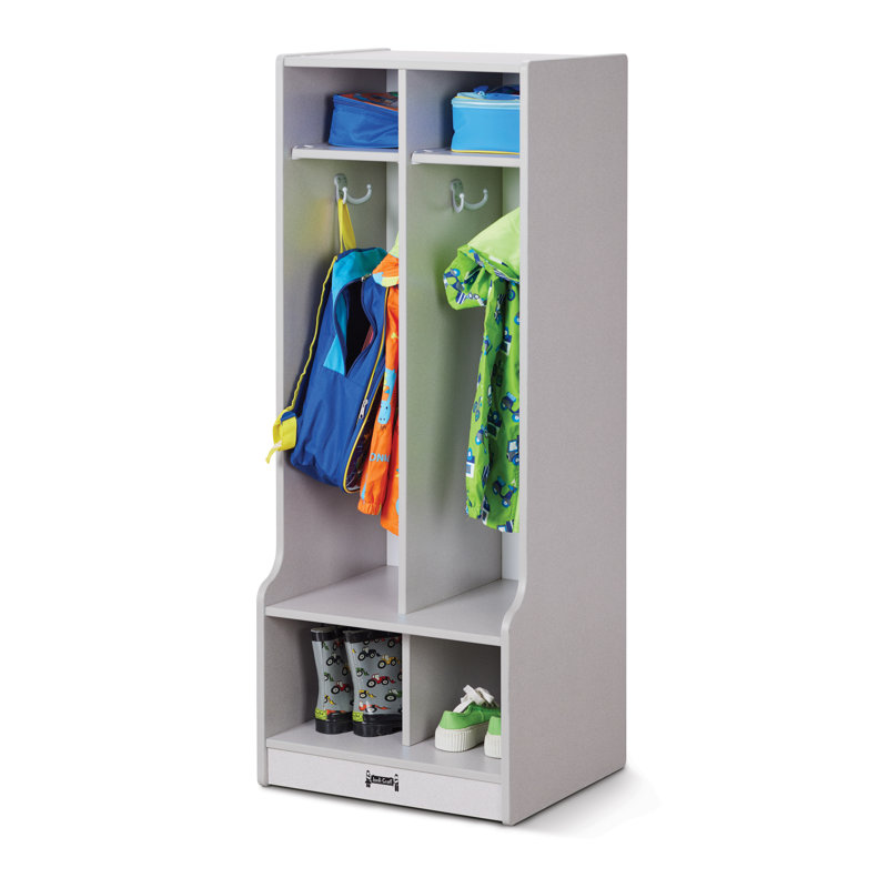 Rainbow Accents 2 Section Coat Locker with Step, Gray