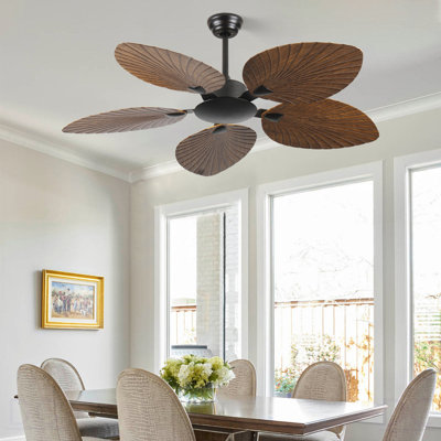 52 po Ventilateur de plafond tropical en forme de feuille de palmier à 5 branches d'intérieur / extérieur Retro