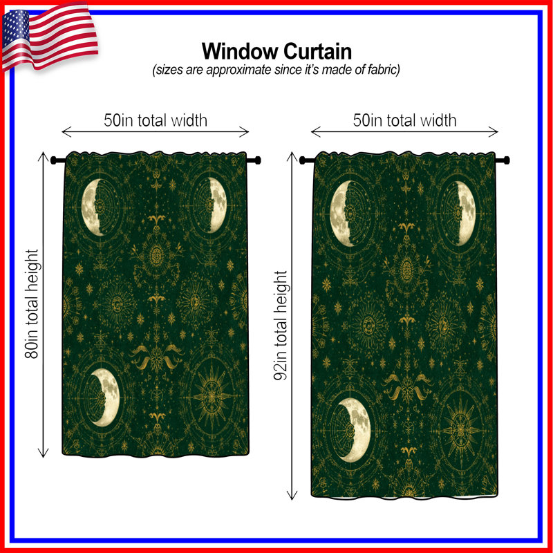 Rideaux célestes à motif de lune céleste, voilages et voilages occultants - 1 panneau, 50 po x 80 po - 1 panneau, Sheer