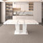 Table de salle à manger extensible pour 6-10 moderne table de cuisine en faux marbre blanc avec base à double colonne, grande table de salle à manger