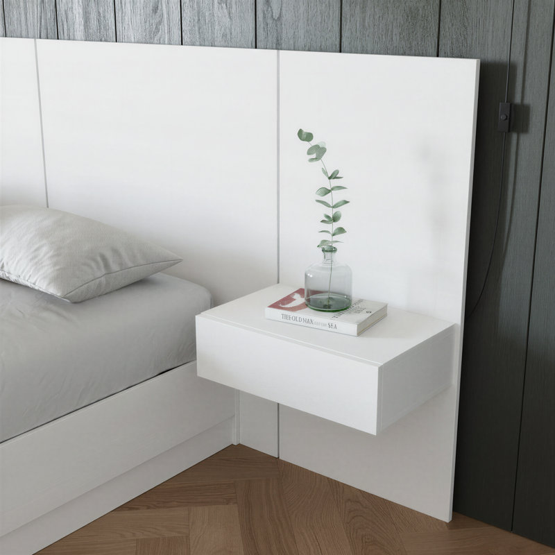 Floating Nightstand Extension Panel, White