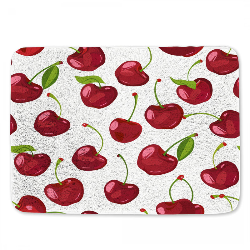 Tapis de bain cerises décorations de salle de bain fruits transitionnel, L 24 po x l 17 po