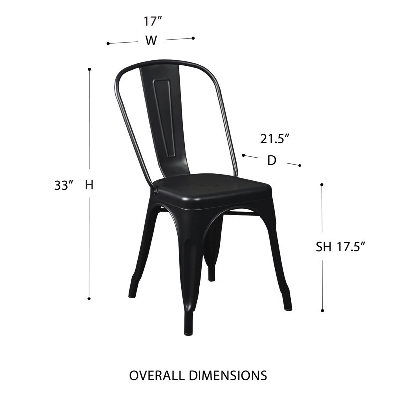Black Metal Bistro Style Stackable Side Chair