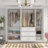 Frideres Elegant Triple Door Wardrobe With Panels - Spacious Storage Solution With Adjustable Shelves And Soft-Close Drawers