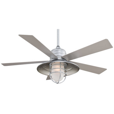 54" RainMan 5 - Blade Outdoor LED Standard Ceiling Fan with Wall Control and Light Kit Included