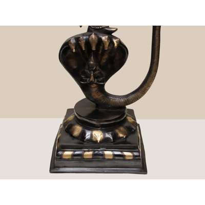 Brass Krishna Vanquishes Kaliya Statue, 42 in. Height     Hindu Mythological Sculpture for Home Altar & Living Room