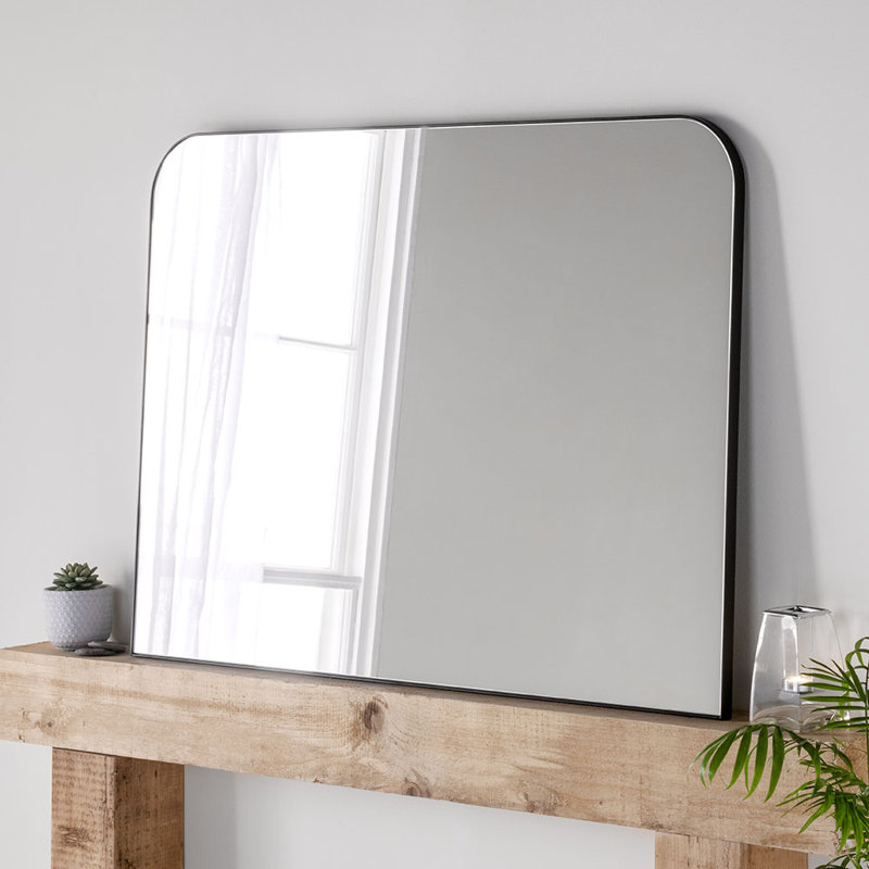 Iov Wood Flat Wall Mirror, Black, 110 cm x 80 cm