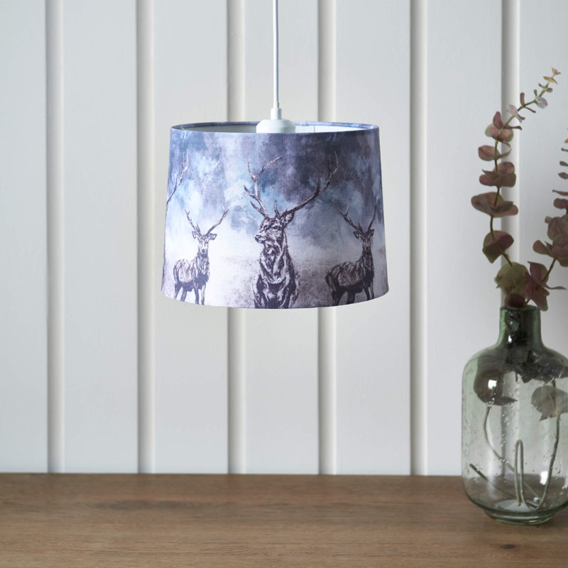18cm H Fabric Drum Pendant Shade ( Screw On ) in Grey