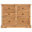 Commode double à 6 tiroirs Farmhouse, commode en bois de pin massif, armoire de rangement rustique avec poignées en métal noir, organisateur de chambre en bois-228408062