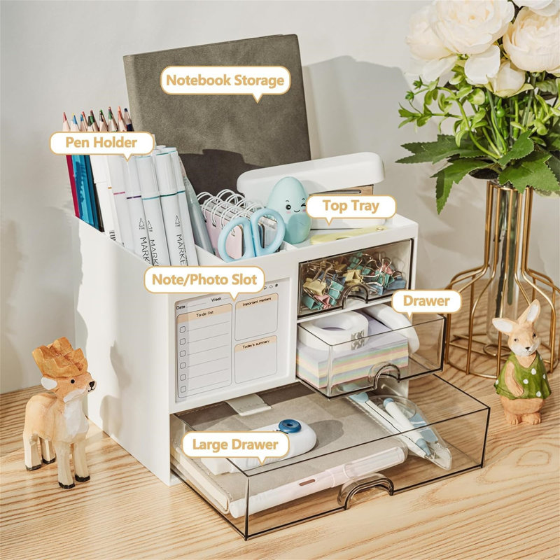 Roshawna Manufactured Wood Desk Organiser
