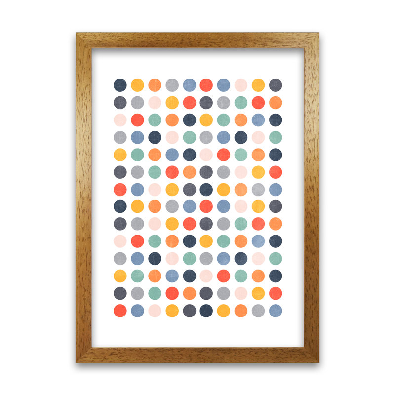 Scandinavian Dots Artwork Original - Print, Oak Frame, 30cm H x 21cm W x 3cm D