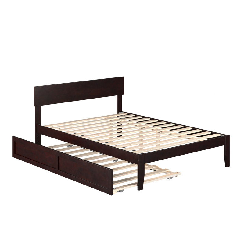 Lit plateforme avec lit gigogne en bois massif Farrah de Three Posts ™, Double, Brun foncé espresso
