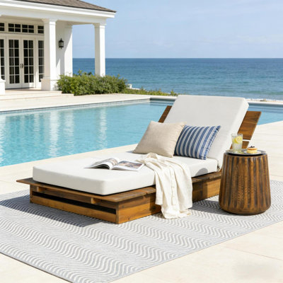 Méridiennes de patio réglables, chaise longue moderne en bois d'acacia