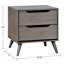 2 Table de chevet grise pour chambre à coucher de style Mid-Century moderne en bois massif