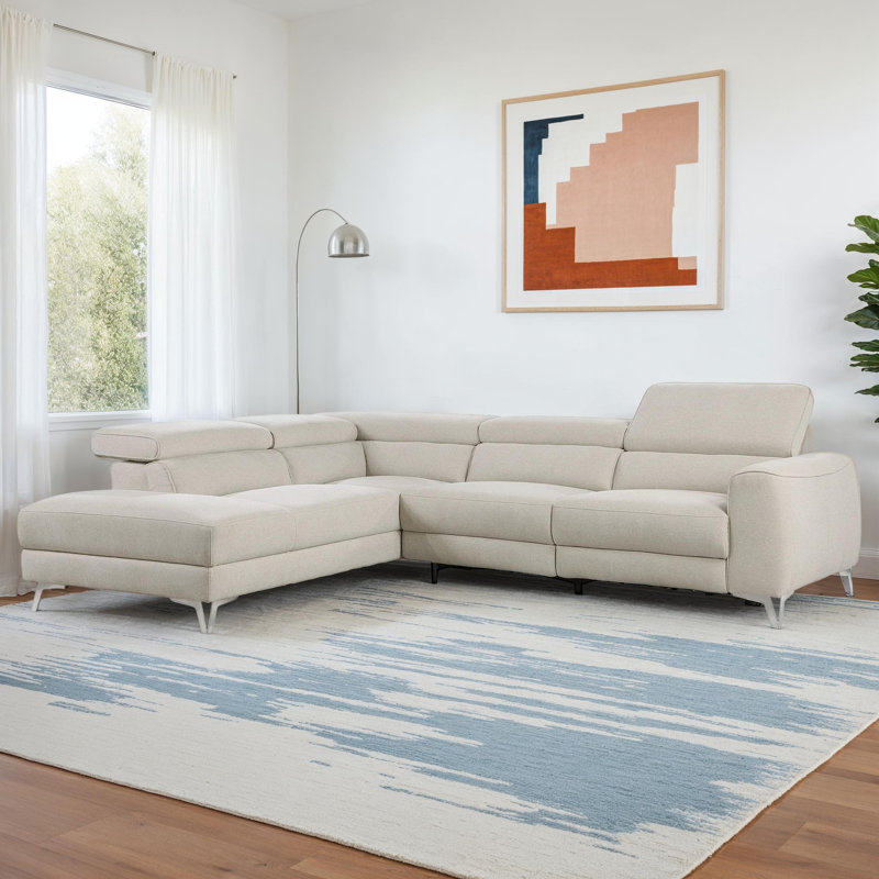 Canapé modulaire inclinable électrique en tissu texturé 108,5 po Capriles