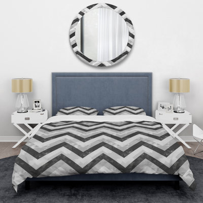Ensemble de housse de couette à chevrons gris et noir Glamour I - Glam