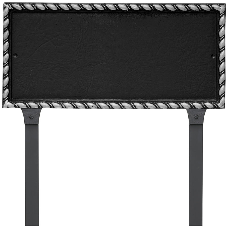 Plaque d'adresse rectangulaire à deux lignes avec piquets de pelouse Franklin, Noir / argent