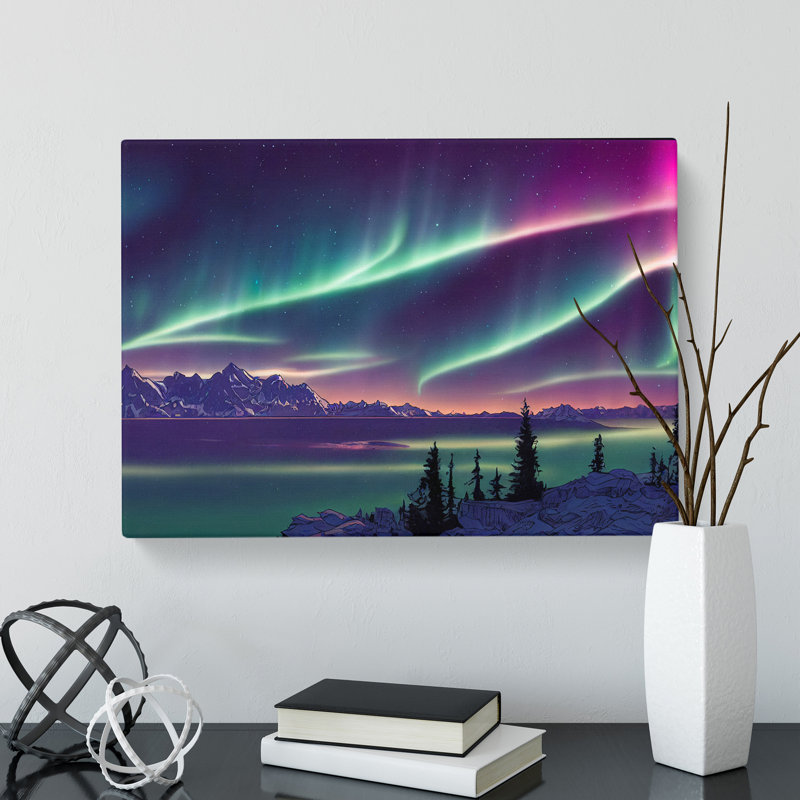 Enigmatic Aurora Borealis - Wrapped Canvas Print, 50cm H x 76cm W x 3cm D