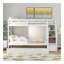 Lit simple superposé simple avec lit gigogne simple et 3 escaliers de rangement, blanc-1871710253