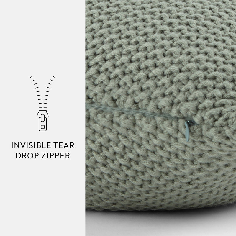 Coussin décoratif en acrylique Seed Stitch Knit, Eucalyptus