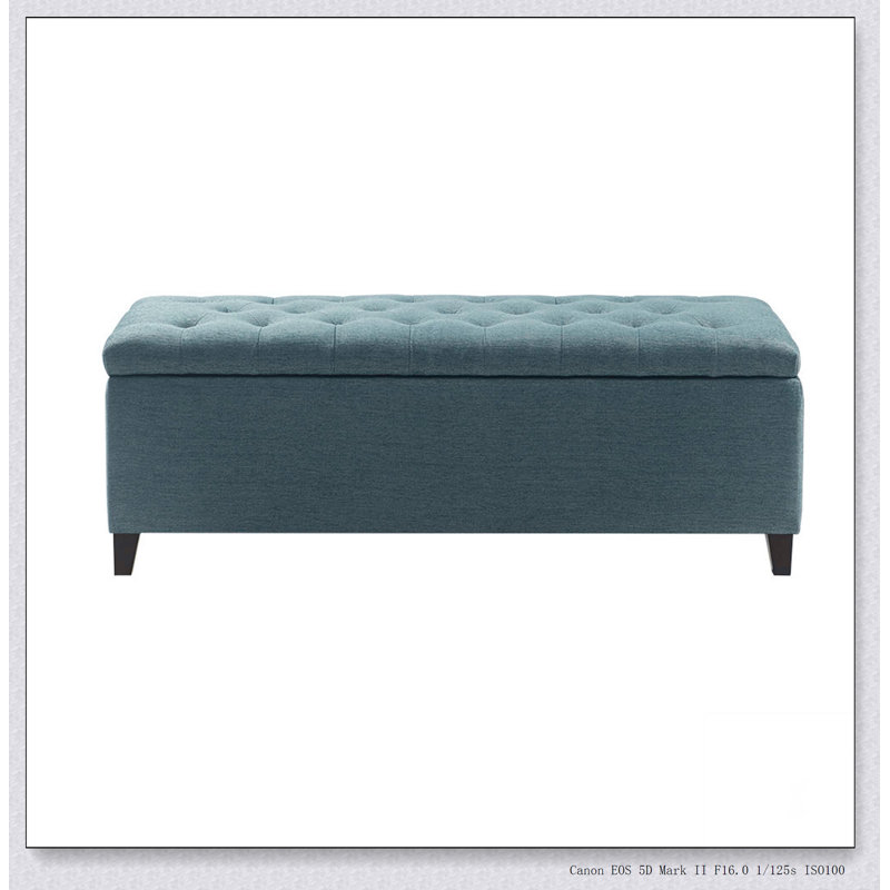 Banc de rangement touffeté à fermeture douce et confortable, Bleu