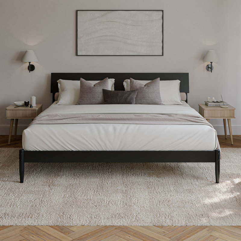 Lit plateforme avec tête de lit ajustable Bradford, Black, King