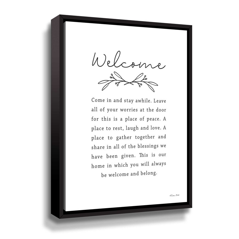 «Welcome», reproduction sur toile, Cadre flottant, H 10 po x l 8 po x P 2 po