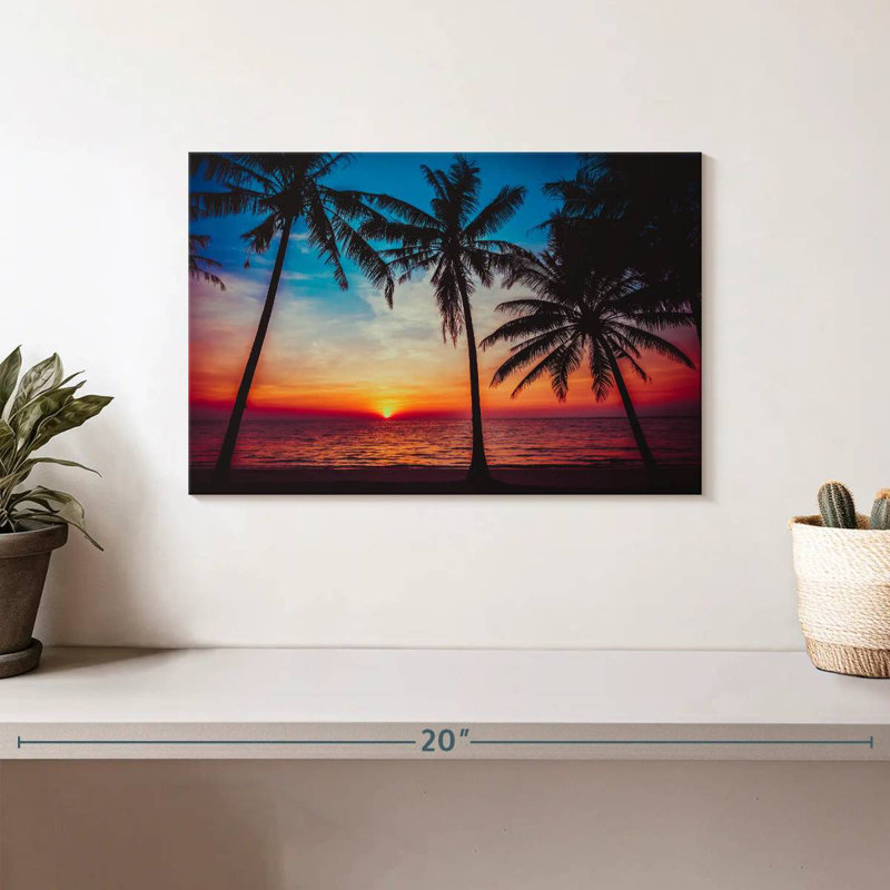 Gillard, plage tropicale au coucher du soleil, H 8 po x l 12 po