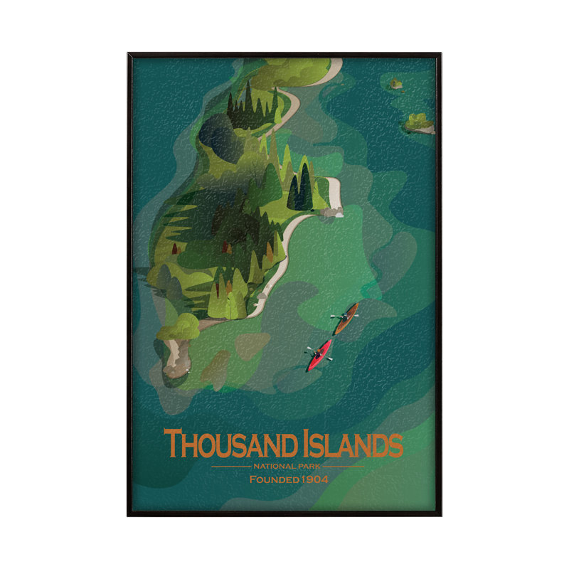 Mille-îles, "GO (SM)" par studio, œuvre d'art encadrée, H 15,5 po x l 10,5 po, Noir, Sans mat