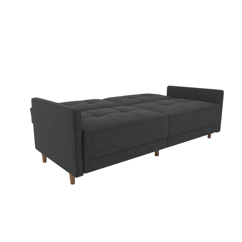 Besnard Twin 76 " Upholstered Convertible Sofa, Gray Polyester Blend
