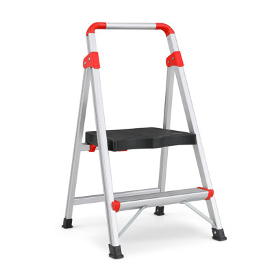 Step Ladder Foldable Stool with Handgrip, Wide Platform Steps, Non-Slip Feet, 330 lbs Load Capacity