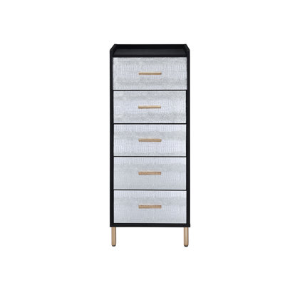 Black and Silver 4-drawer Jewelry Armoire with Lift-top