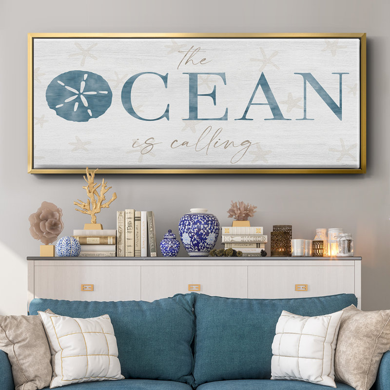 The Ocean- Framed Canvas, 12" H x 30" W