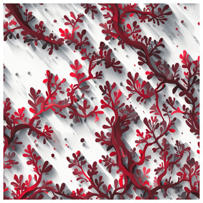 Red Branch Pattern Shower Curtains Extra Long