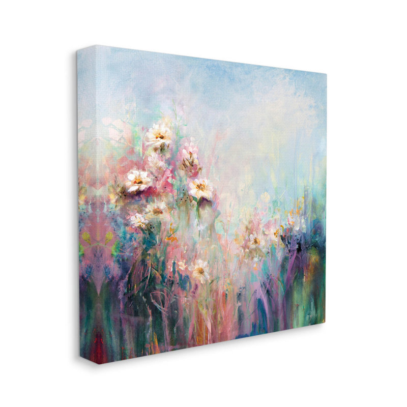 «Abstract Flower Garden Blooming Hues», peinture sur toile tendue, H 17 po x l 17 po x P 1,5 po
