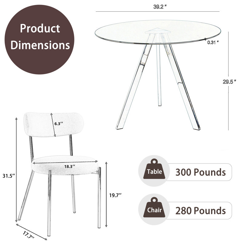 Ensemble de salle à manger 5 pièces, Blanc