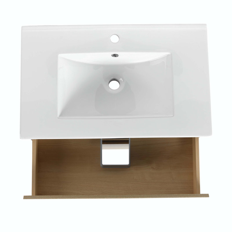 Bogata 30 " W Free Standing Wall Mounted 1 Single With Top, White, Light Oak