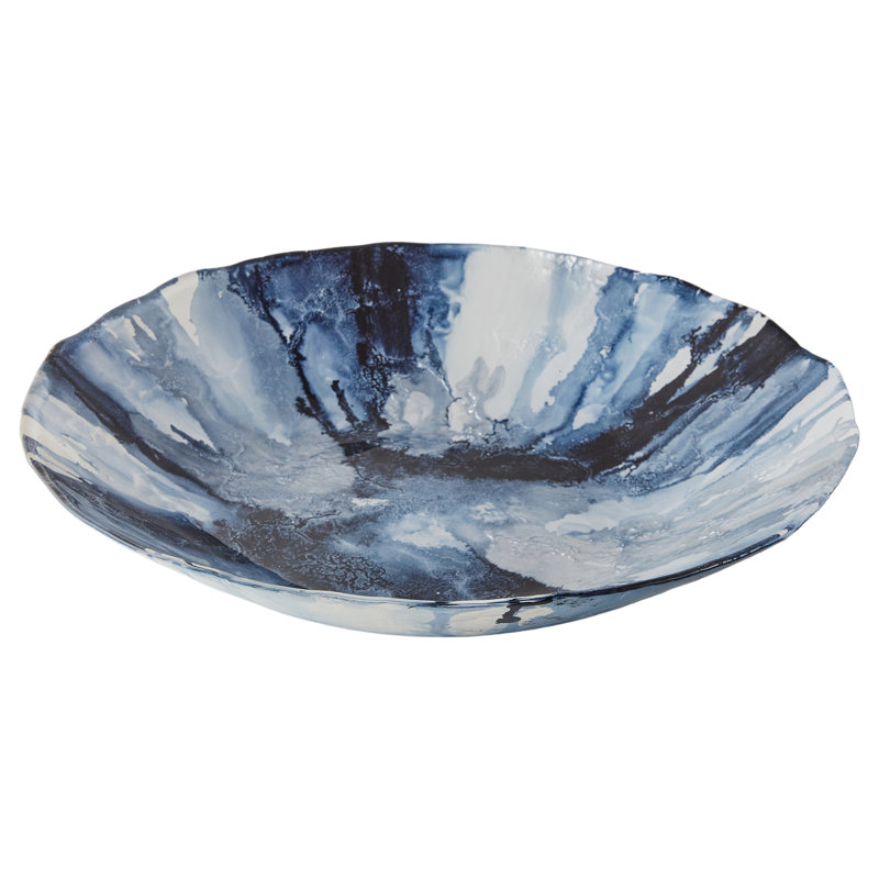 Abstract Bowl, 7.5cm H x 40cm W x 40cm D, Blue/Grey