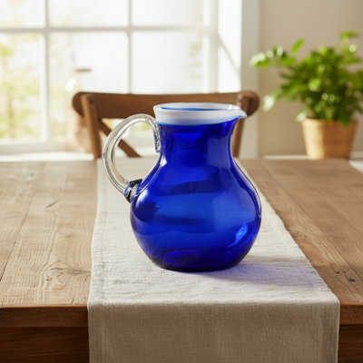 10 Strawberry Street Leon Mexican Glassware, Pitcher, Cobalt