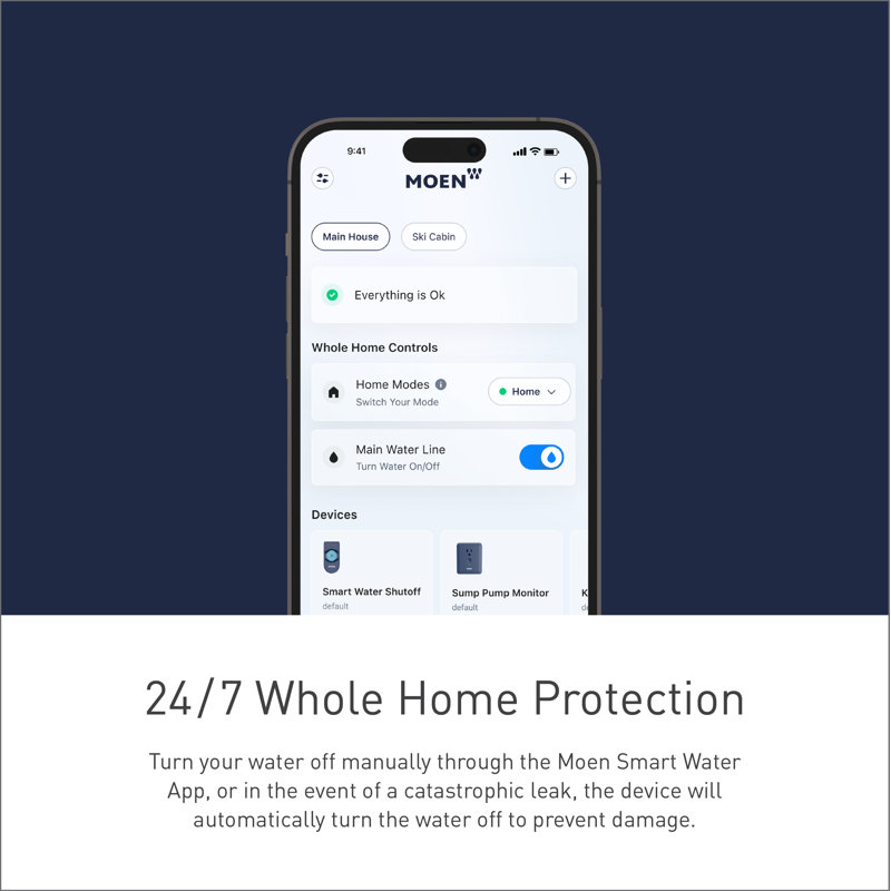 Moen Flo Smart Water Monitor and Shutoff, 1 Inch Smart Water Shutoff