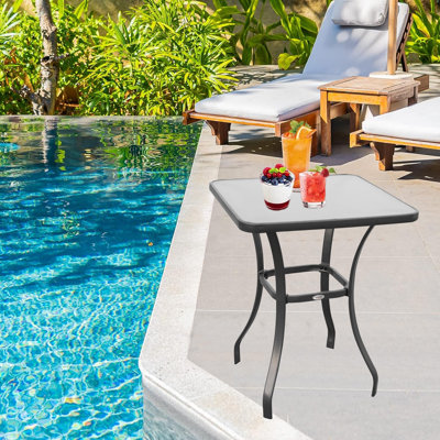 Square Metal Outdoor Side Table , in. W in. D