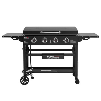 Royal Gourmet 4 Burner Gas Griddle with Lid, Flat Top Grill with 52,000 BTU Output, Black