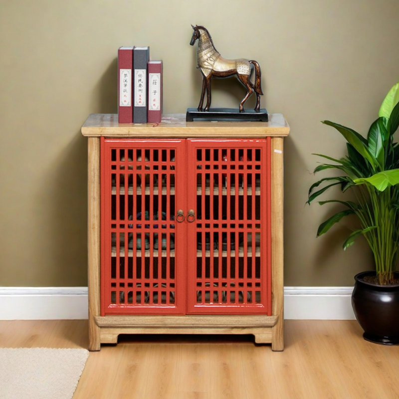 Nouvelle armoire à chaussures en bois de camphre chinois, Rouge