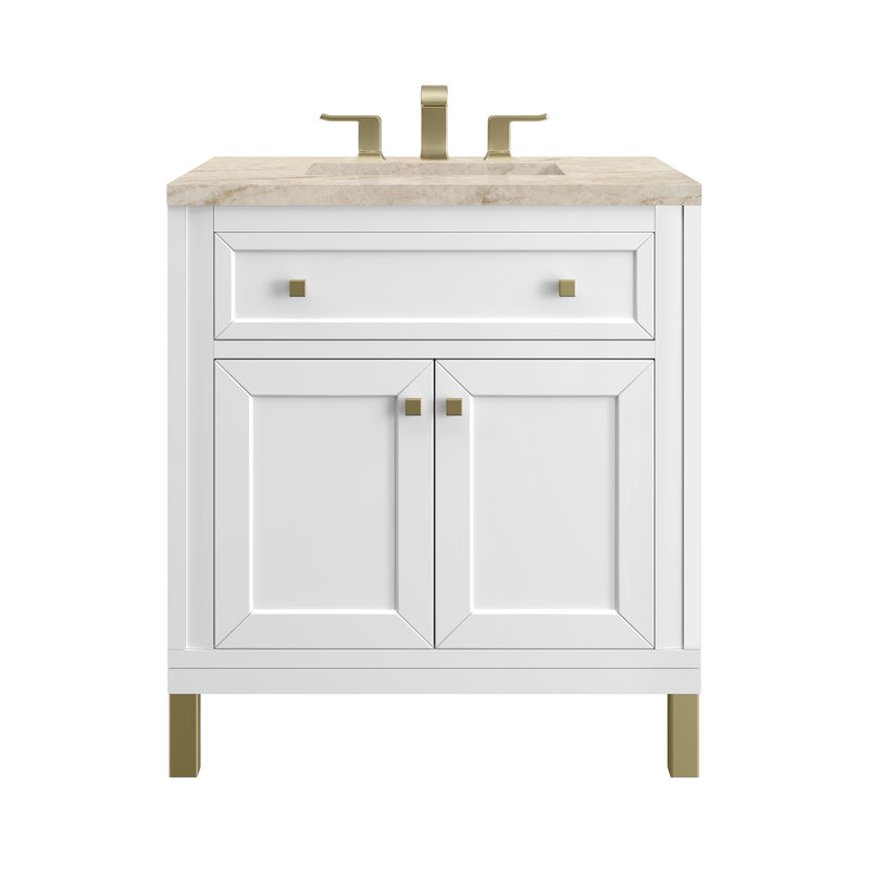 Chicago 30'' W Single Vanity, Glossy White, Tajnar Eclos, 8" Widespread