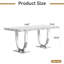 Table de salle à manger rectangulaire moderne et luxueuse de 70 pouces avec plateau imprimé marbre blanc et pied central en acier inoxydable pour la cuisine-606772741