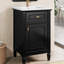 Meuble-lavabo noir de 50 cm avec lavabo, pieds en bois massif, tiroir inclinable, étagère réglable, alliage de zinc, charnières à fermeture douce, style moderne autoportant pour salles de bain compactes, fini doré, idéal pour les petits espaces.